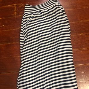 Long Navy & White Striped Skirt